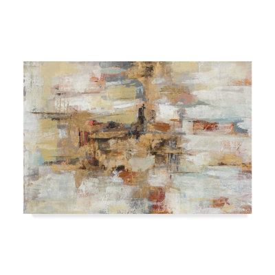 'Old Bridge Reminiscence' Acrylic Painting Print on Wrapped Canvas in White/Tan/Red