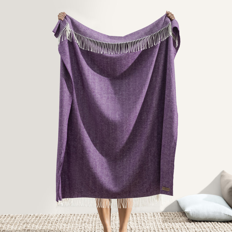 Italian Herringbone Throw Blanket, Charcoal