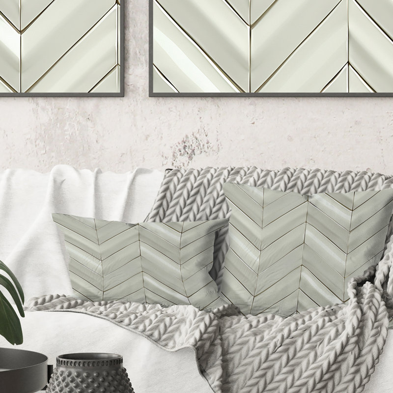 Coussin lombaire beige Mid-Century Herringbone I - Midcentury