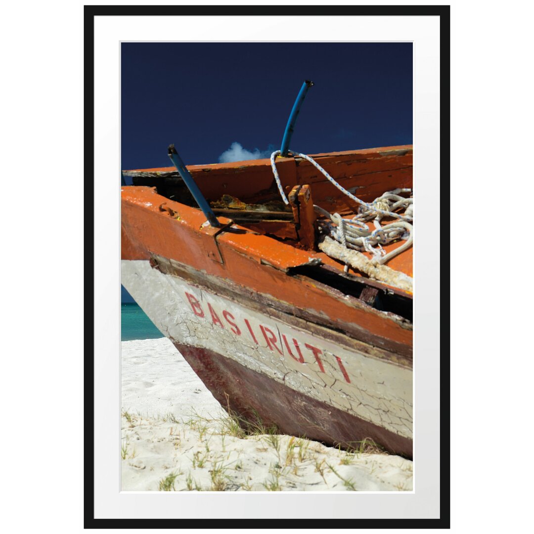 Gerahmtes Poster Boot am Strand