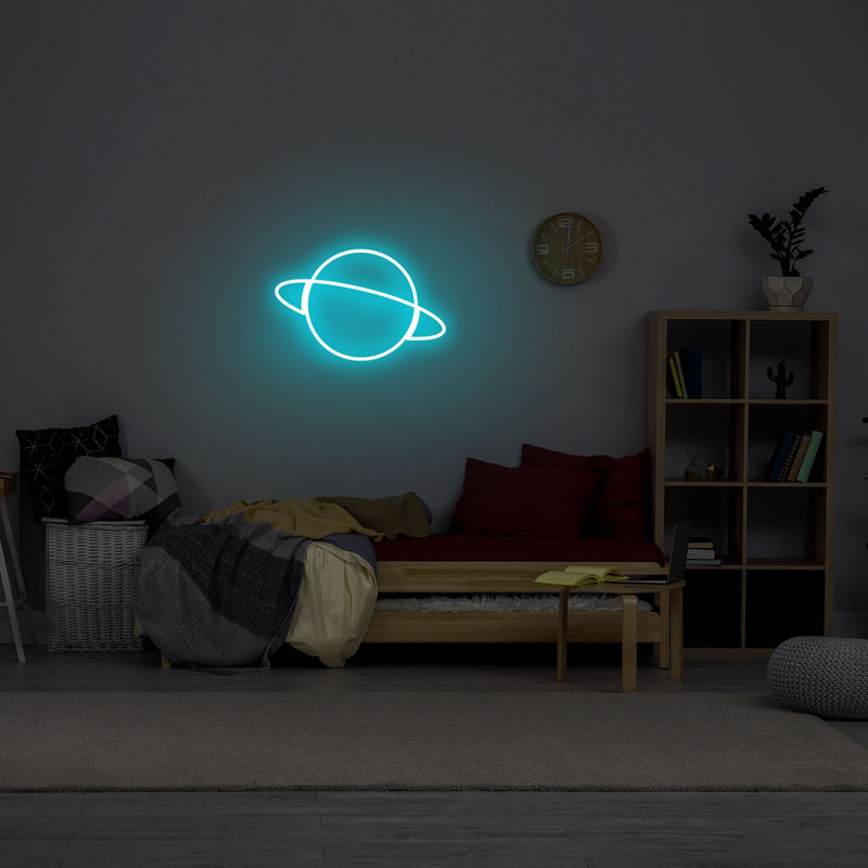 Bande lumineuse néon flexible et étanche, IP67, 15,4 x 11,8 x 0,8 pouces | Système de suspension murale 12 V DC | Bleu, 20,2 watts, fiche de type C | Parfait pour la décoration intérieure, les fêtes et les projets créatifs