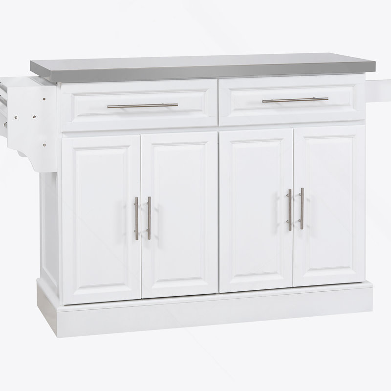 Rolling Kitchen Island, White, White