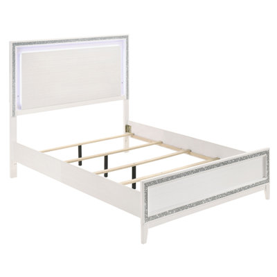 Correa White Panel Bed with LED Headboard