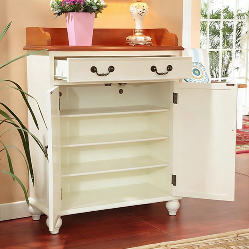 Banc de rangement pour chaussures en bois manufacturé brun et ivoire, Brun / Ivoire