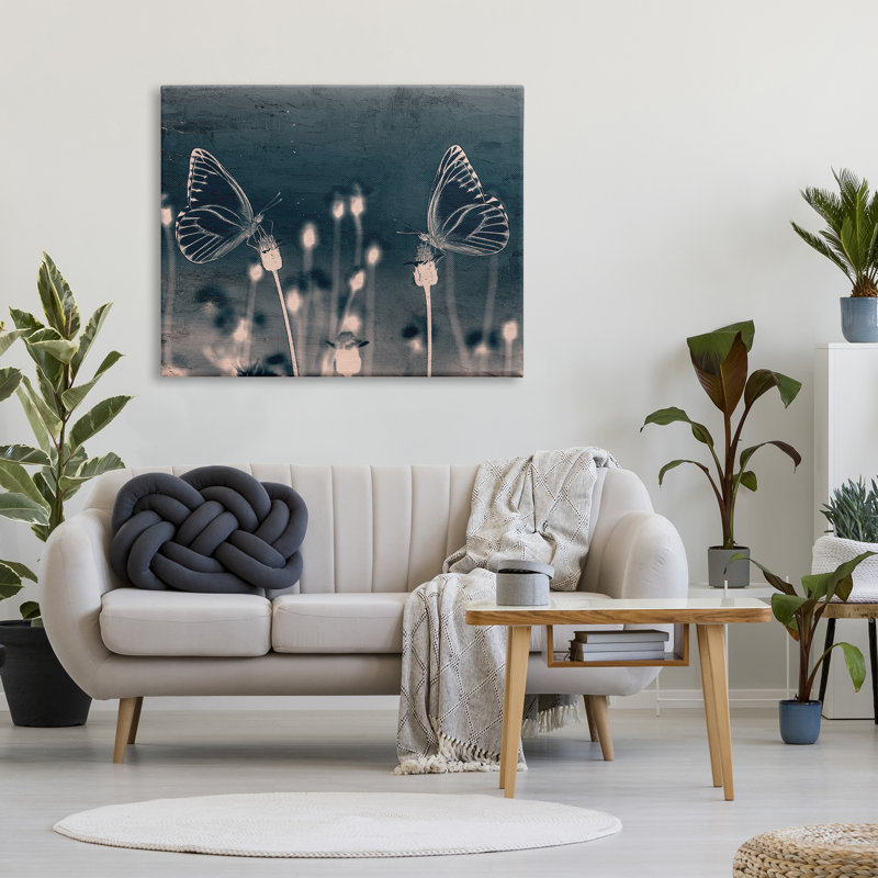 "Abstract Butterflies Grey Meadow", impression sur toile, H 36 po x l 48 po x P 1,5 po