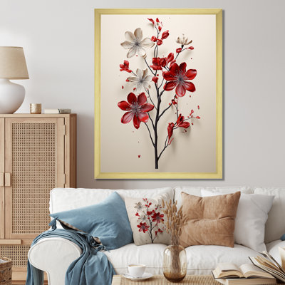 «Mahalingam Red Beige Minimalisme Essence Of Red Flower», reproduction d'art sur toile
