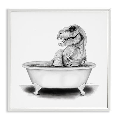 " Funny T-Rex Bathtub Washroom " by Rachel Nieman
