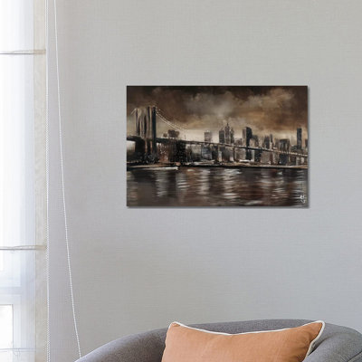 NY Brooklyn Bridge by Yuliya Volynets - Wrapped Canvas Print