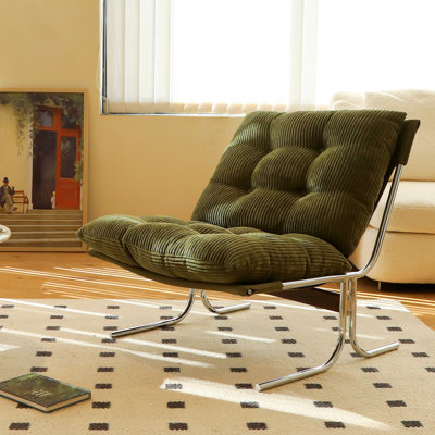 Chaise d'appoint moderne, chaise de salon confortable avec structure en métal chromé, chaises de canapé rembourrées à coussin souple pour bureau à domicile, chambre à coucher, salle à manger (1 pièce)