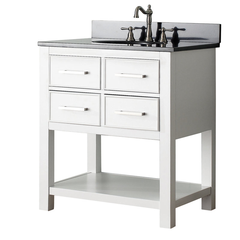 Brooks 31'' W Single Vanity, Chilled Gray, White Engineered Marble, Oval
