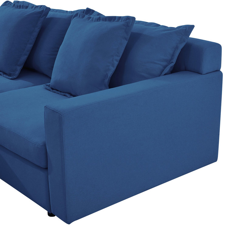 Canapé modulaire en L 84,6 po, Lin bleu foncé