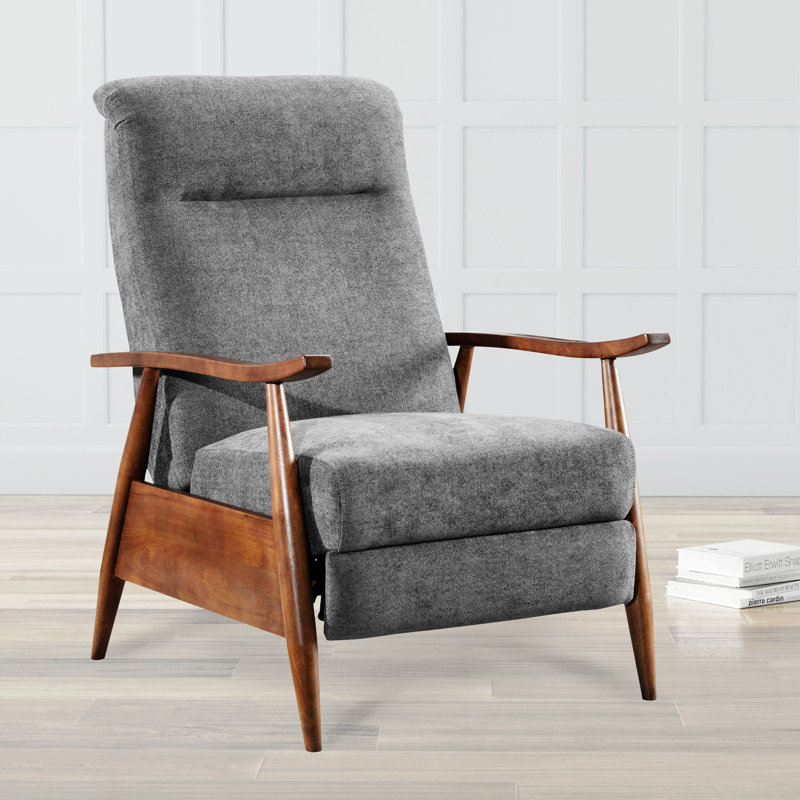 Fauteuil inclinable à accoudoirs en bois, Gris anthracite