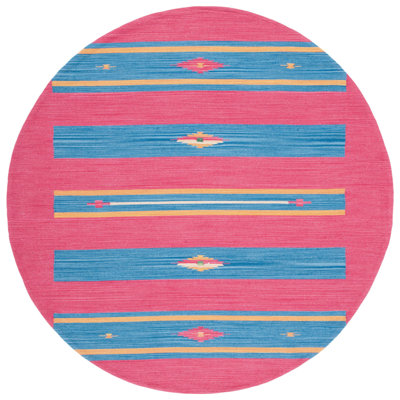Danely Pink Blue Yellow Flatweave Cotton Rug