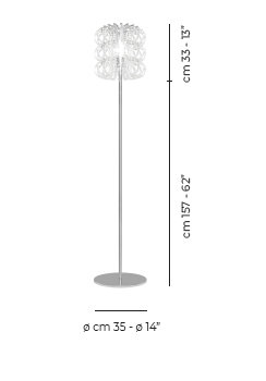 Ecos Striped 35 Floor Lamp, Glossy Chrome, Crystal Striped Glass