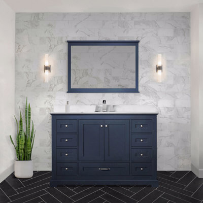Meuble-lavabo simple l 48 po x P 22 po, comptoir en quartz blanc