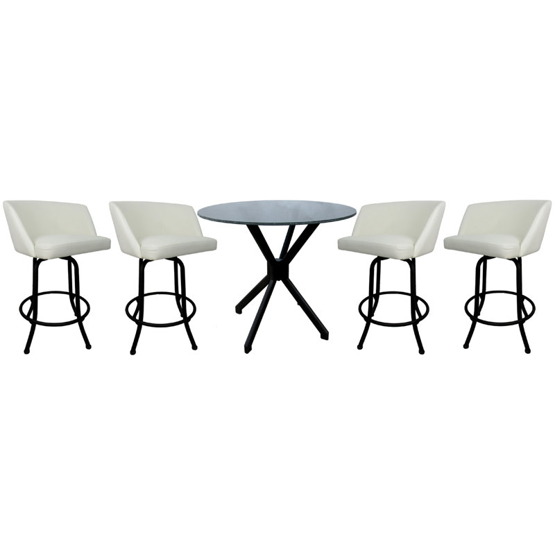 4 - Person Glass Top Four Leg Dining Set, Black