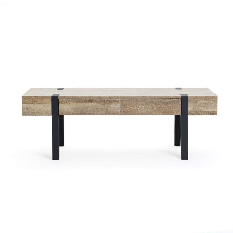 47.4'' W Mid-Century Modern Coffee Table with 2-Drawer Storage