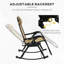 Ensemble de chaises berçantes d'extérieur 2 pièces, chaise berçante inclinable et pliable inclinable avec coussin, porte-gobelet et téléphone, conception combinée avec pieds pliants, beige-1961362466