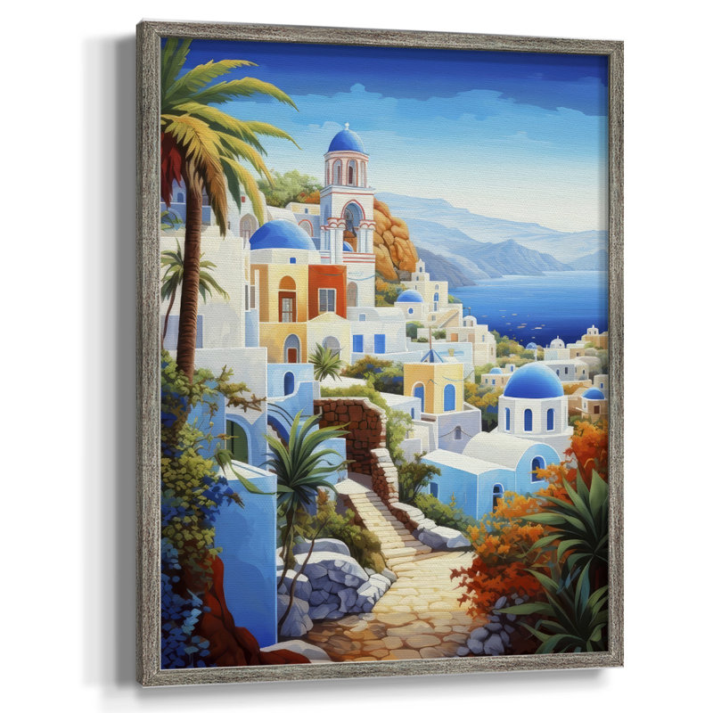 On the Aegean II Framed Print - Solid Wood, 15" H x 12" W