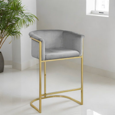 Tabouret de comptoir en velours Kanni