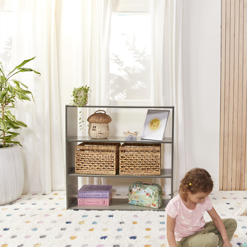 Natural Lacquered 36" Kids' Birch Wood 3-Shelf Storage Cabinet