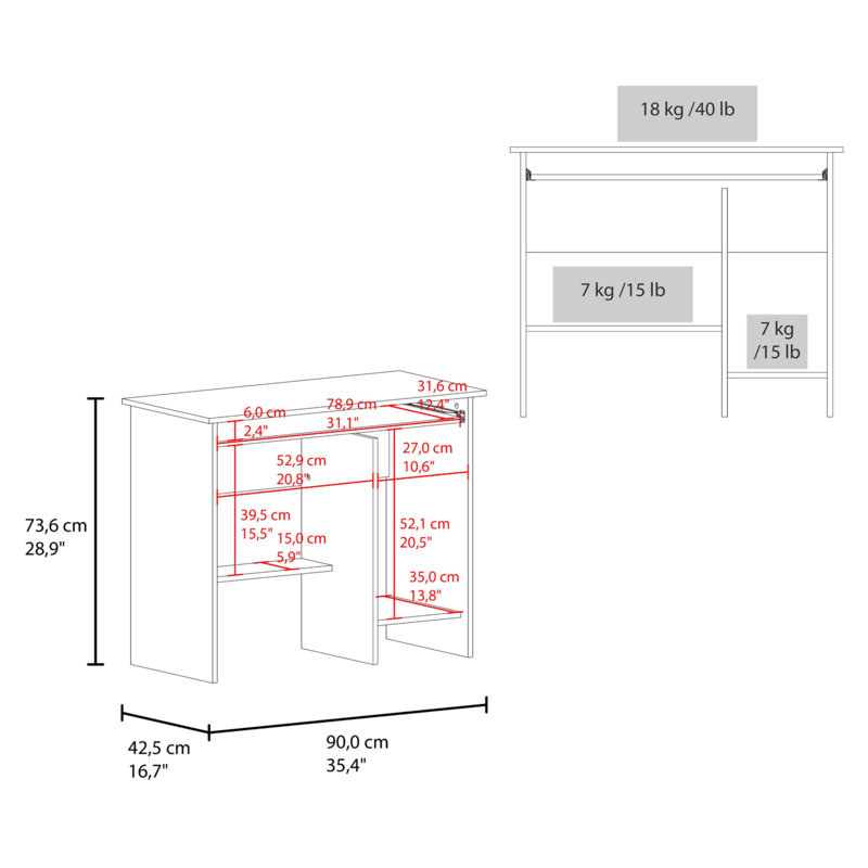 White Computer Desk With Open Storage