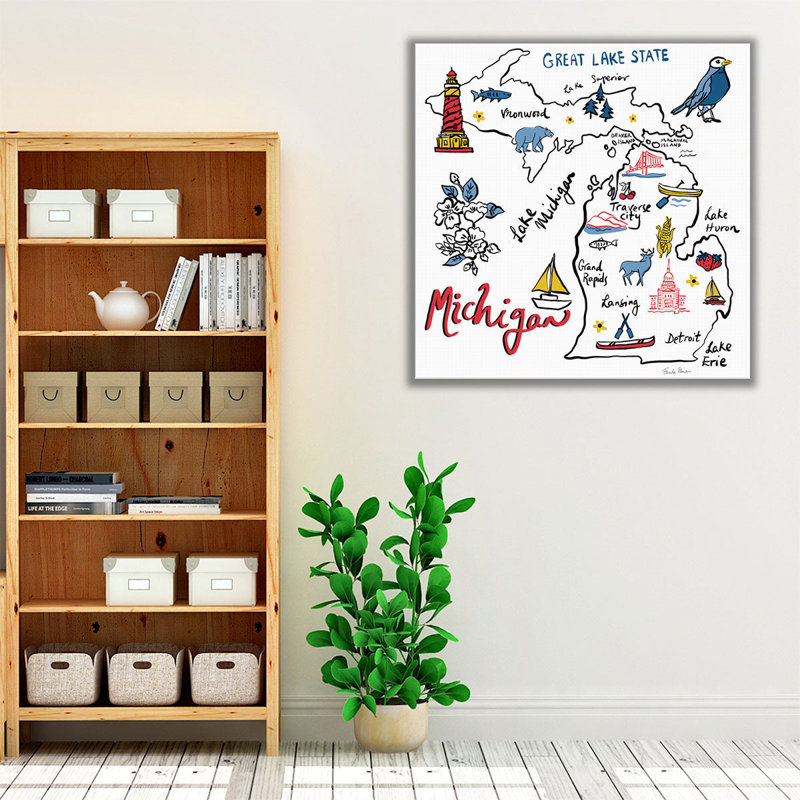 Michigan - reproduction d'art sur toile, H 24 po x l 24 po