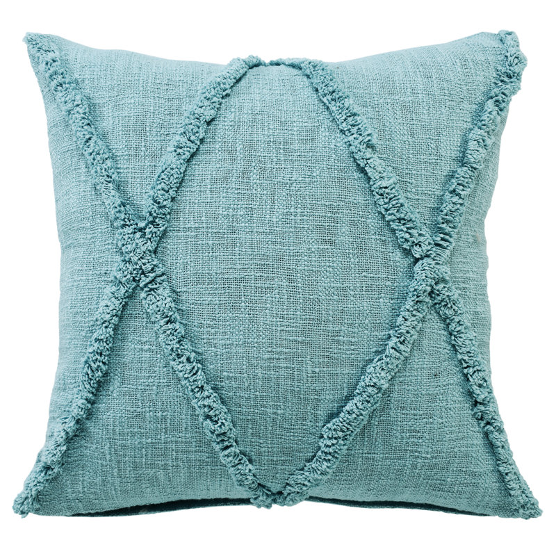 Housse de coussin 100% coton tissée à la main, Vert forêt, Carré H 20 po x l 20 po, polyester