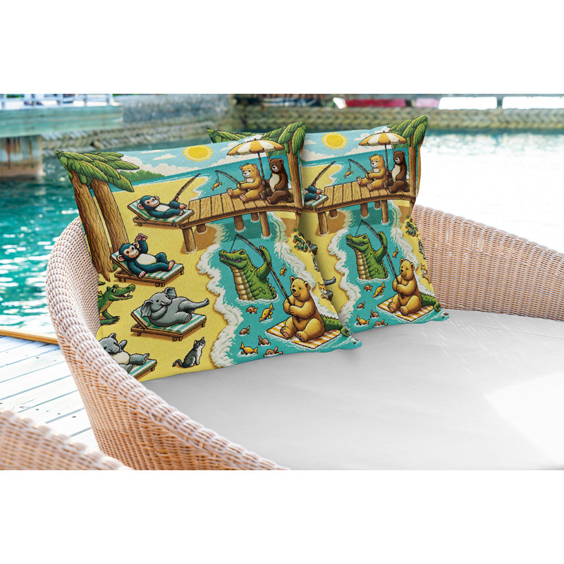 Fabric Reversible Throw Pillow, 18"H x 18"W, Square