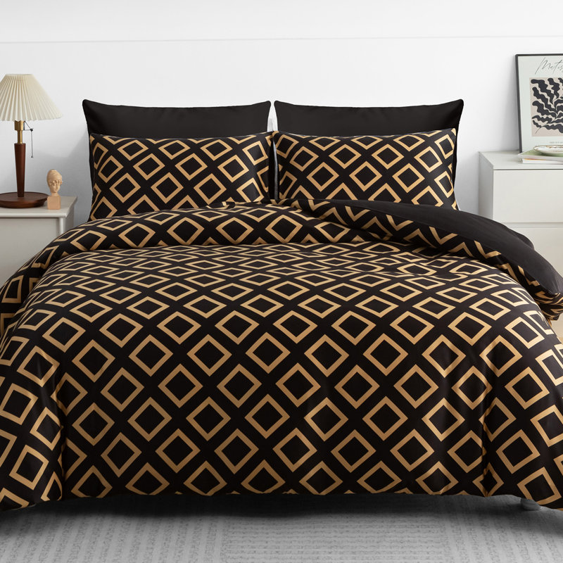 Premium Duvet Cover Set Double Brushed Satin Silk Reversible With Zipper Closure & Corner Ties