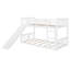 Lit simple superposé au-dessus d'un lit simple avec glissière et échelle, blanc