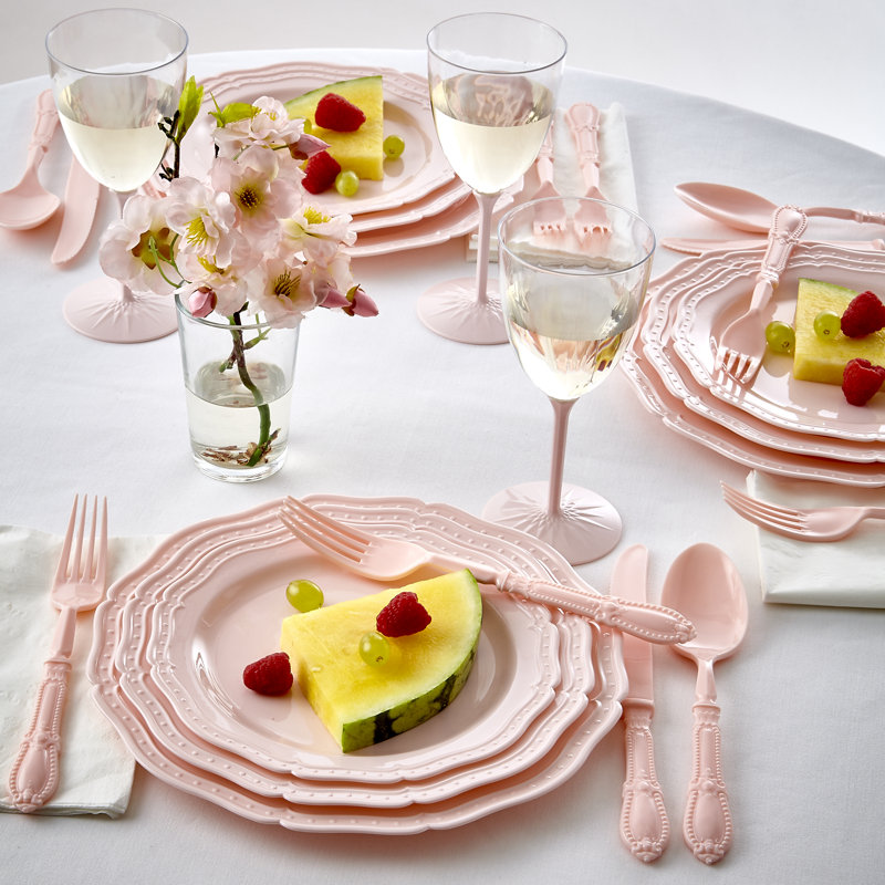 Ensemble de fournitures de fête jetables Anund pour les invités, Rose