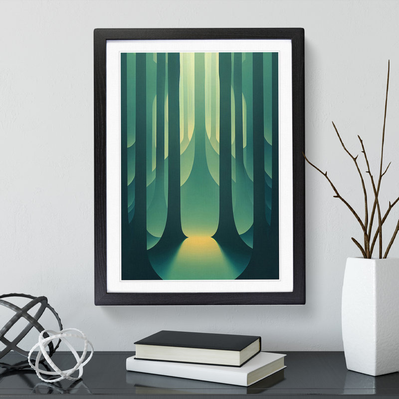 Symmetrical Forest No.4 Abstract - Single Picture Frame Print, 64cm H x 46cm W x 2cm D, Black Framed
