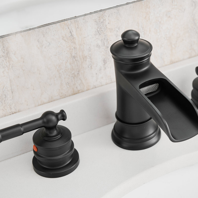 Robinet de salle de bain surdimensionné à 3 trous et 2 poignées, Noir