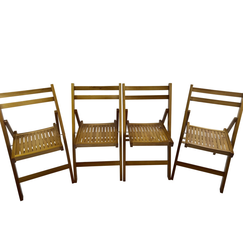 Chaises pliantes en bois massif - 4 pièces de couleur miel pour une utilisation diversifiée de 4 chaises, quel que soit le type d'événement