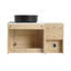 Meuble-lavabo mural 36 po avec lavabo d'art en céramique, tablettes de rangement et porte à fermeture en douceur pour salles de bain modernes