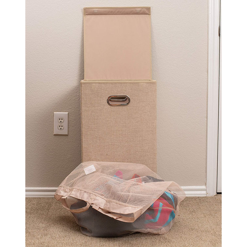 Fabric Laundry Hamper with Handles, Pink, Medium (25.75" H x 14.25" W x 14.25" D)