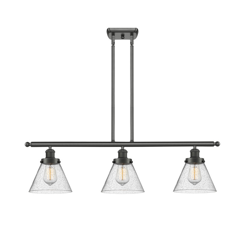 Luminaire suspendu linéaire à 3 lumières pour îlot de cuisine Gwinnett, DEL, Grainé, Bronze huilé