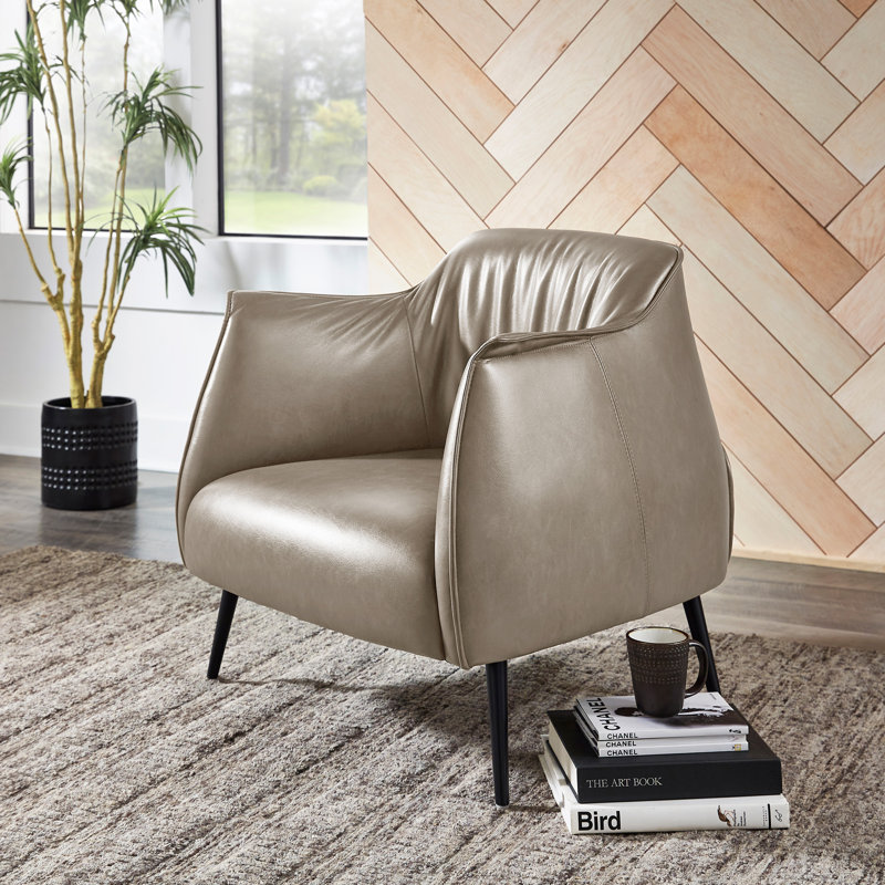 Fauteuil demi-tonneau en faux cuir Rangins, Taupe
