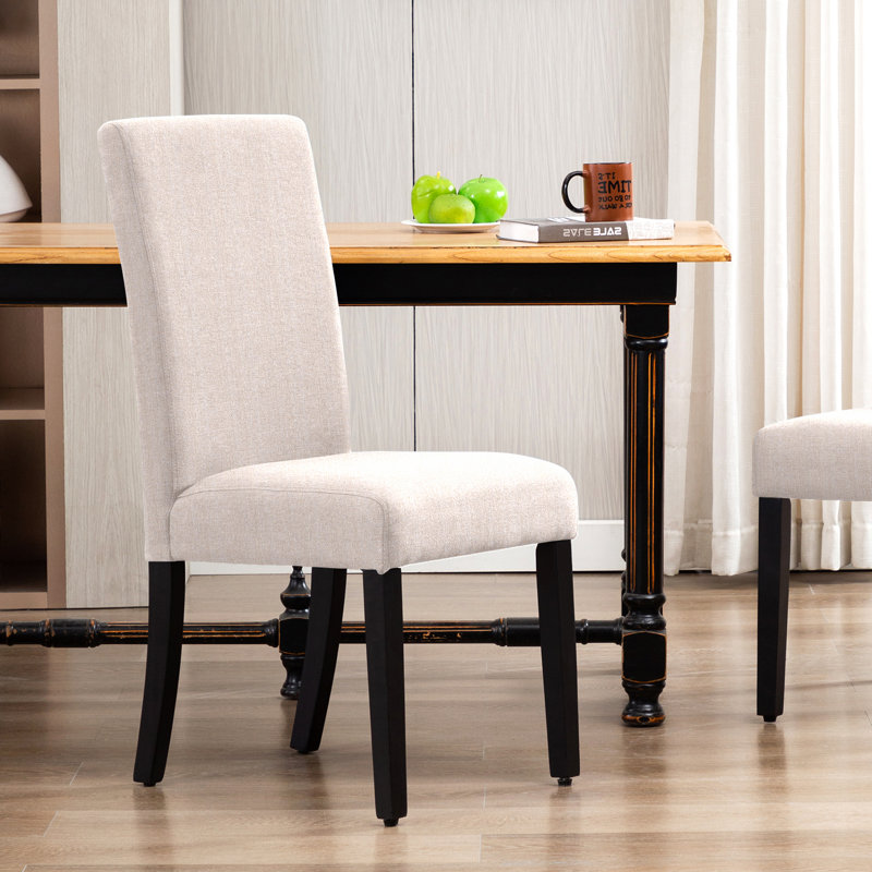 19.3'' H Linen Upholstered Parsons Chair, Beige, 1