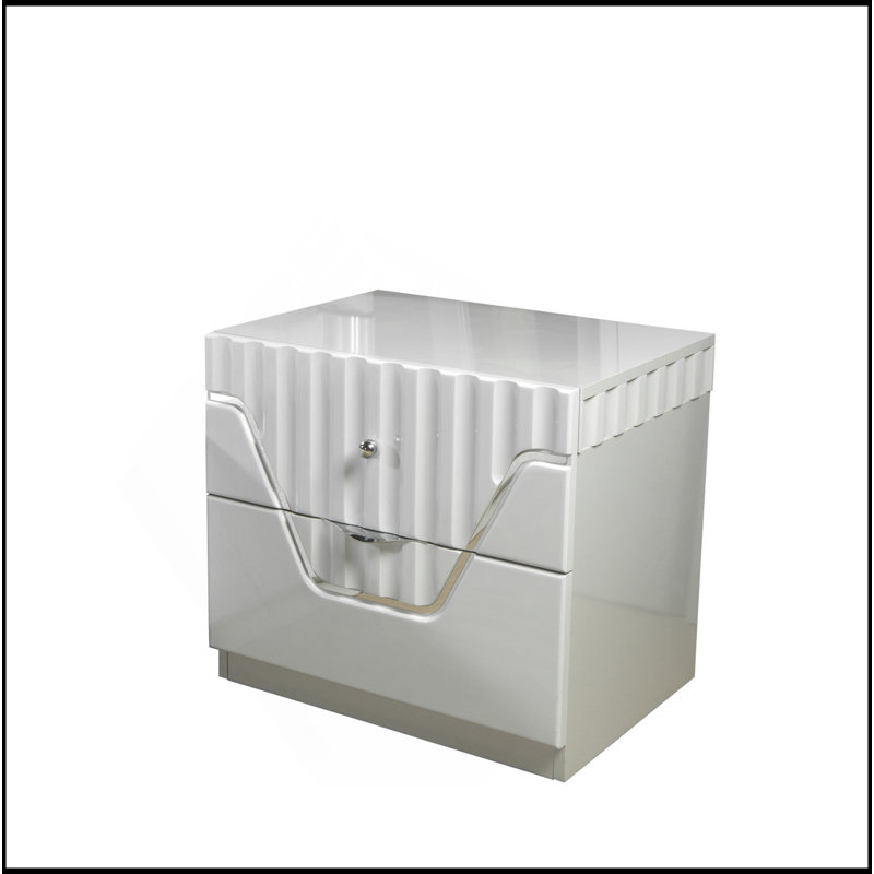 Table de chevet 2 tiroirs de style moderne en bois gris