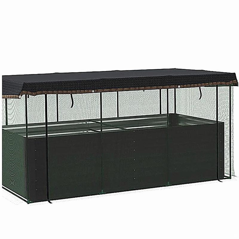 Raised Garden Bed,Galvanized Steel Planter Box with Crop Cage and Shade Cloth, 43.3" H x 90.5" W x 43.3" D, Dark Green