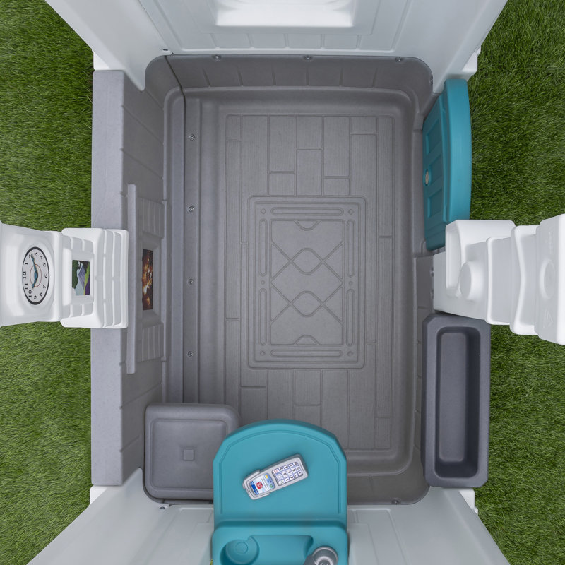 Neat & Tidy Cottage Gray Plastic Kids Playhouse with Windows