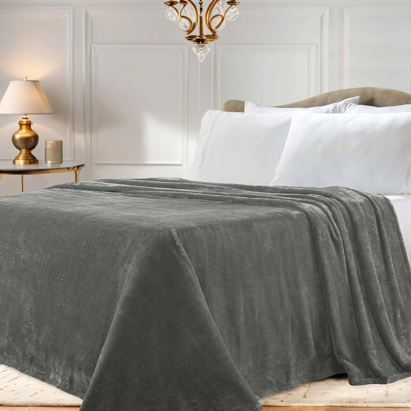 Charcoal Reversible Fleece Throw Blanket