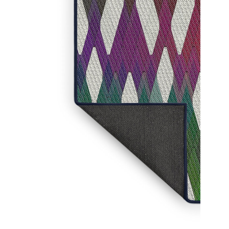 Vert abstrait/violet/Tapis décoratif blanc cassé, Rectangle 5 pi x 8 pi