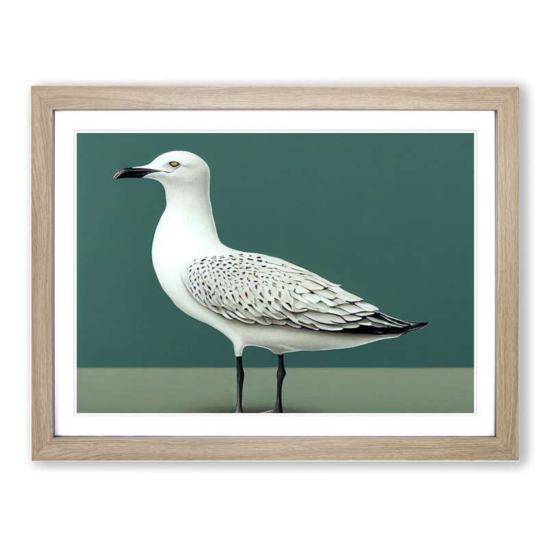 View Of A Seagull - Framed Print, 34cm H x 46cm W x 2cm D, Oak