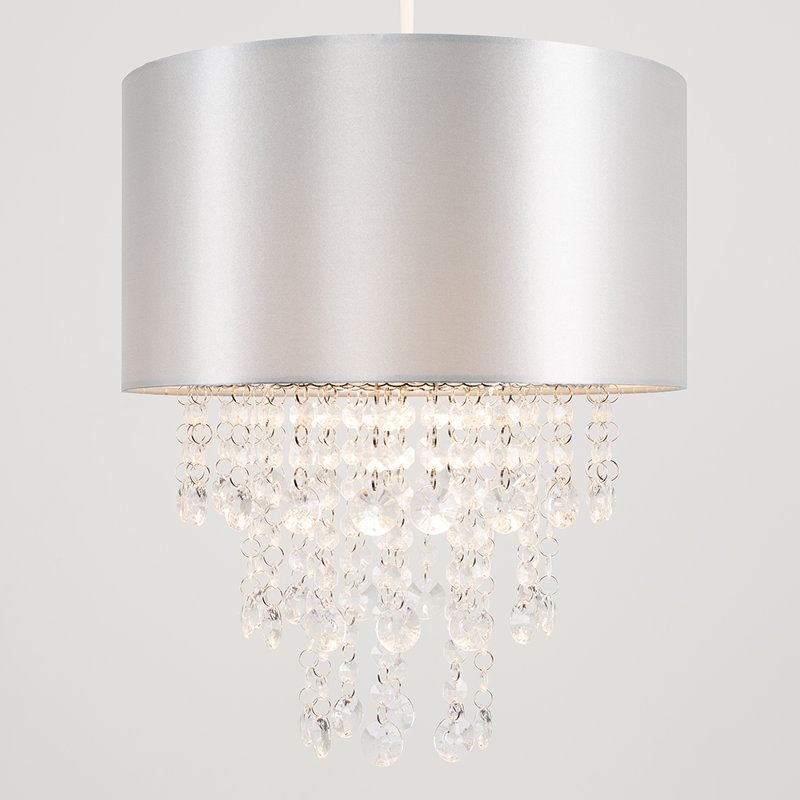 Jesmond 33cm H Fabric Drum Pendant Shade, No, Grey