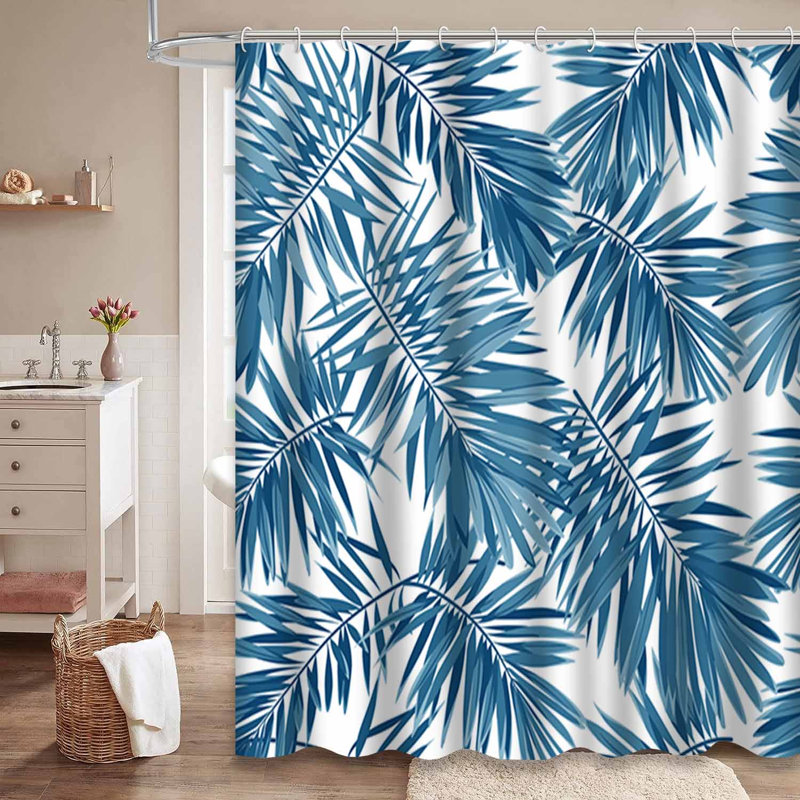 Rideau de douche Indigo Monstera, L 72 po x l 72 po