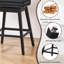 Ensemble de 4 tabourets de bar pivotants, tabourets de bar en cuir de polyuréthane avec devant capitonné à boutons et anneau rétractable, tabourets de bar d'une hauteur de 30 po avec pieds en bois massif pour îlot de cuisine ou bar, noir-745412506-745412509
