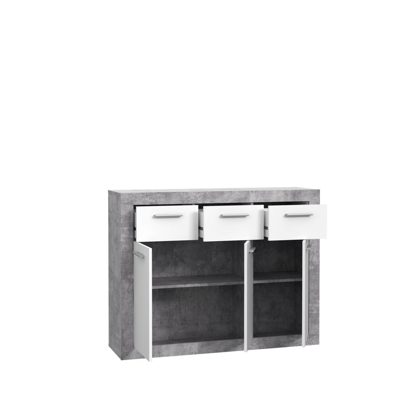 Deatonhill 117.9cm W 3 - Drawer Chest of Drawers, Grey/White